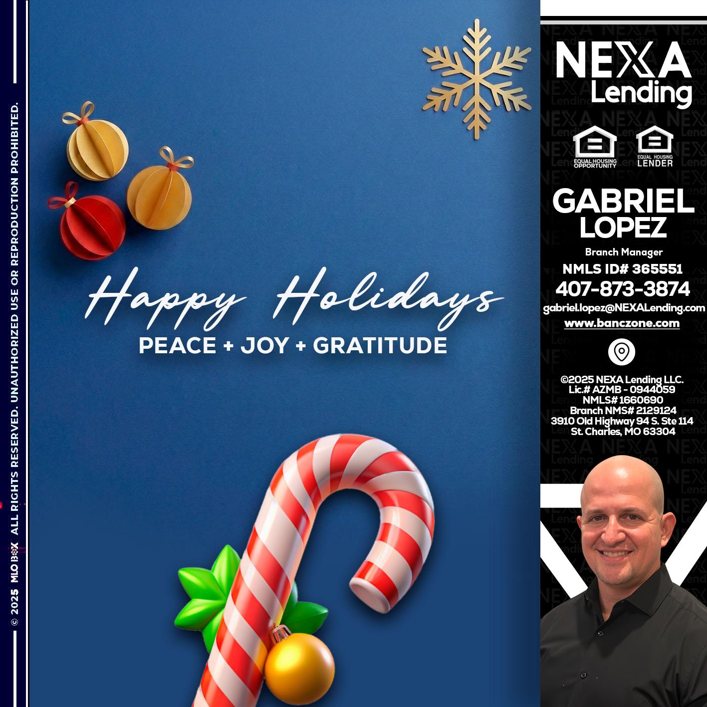 HAPPY HOLIDAYS - Gabriel Lopez -Branch Manager